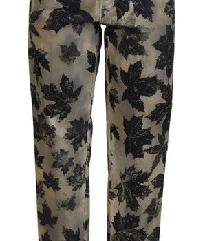 Dsquared² Vaqueros Boston De Denim De Talle Alto De Algodón Con Hojas Beige