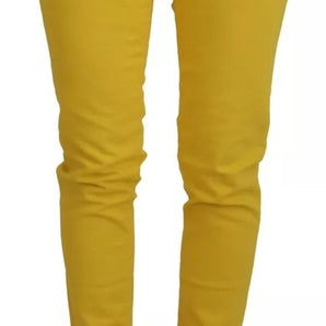 Dsquared² Yellow Cotton Low Waist Cropped Jennifer Denim Jeans