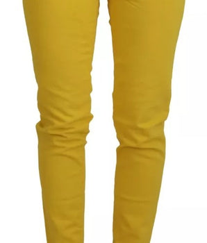 Dsquared² Yellow Cotton Low Waist Cropped Jennifer Denim Jeans