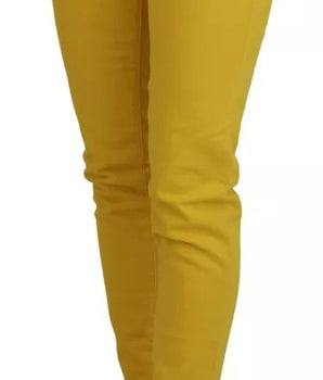 Dsquared² Yellow Cotton Low Waist Cropped Jennifer Denim Jeans