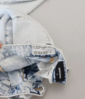 Dsquared² Light Blue Cotton High Waist Straight Denim Jeans
