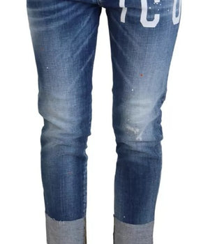 Dsquared² Blue Icon Low Waist Cropped Cool Girl Denim Jeans