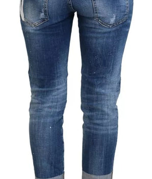 Dsquared² Blue Icon Low Waist Cropped Cool Girl Denim Jeans