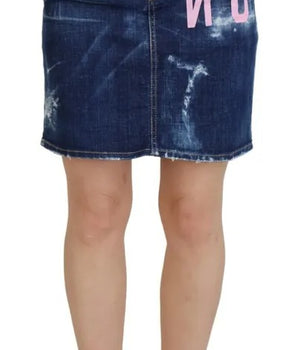 Dsquared² Blue Icon High Waist Denim Mini Boston Jean Skirt