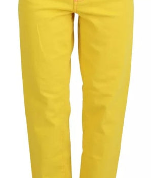 Dsquared² Yellow Cotton High Waist Straight Denim Boston Jeans