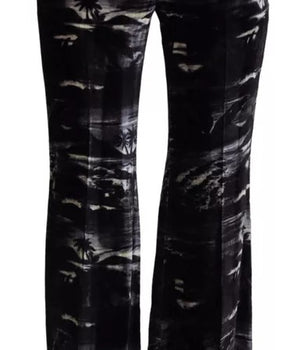Dsquared² Black Printed High Waist Super Flare Pants
