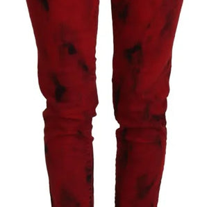 Dsquared² Red Low Waist Cotton Stretch Skinny Pants