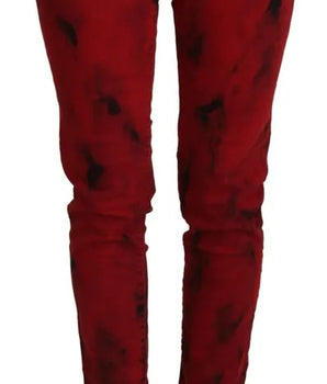 Dsquared² Red Low Waist Cotton Stretch Skinny Pants
