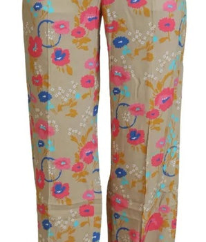 Dsquared² Pantalones rectos de cintura alta con estampado floral en beige