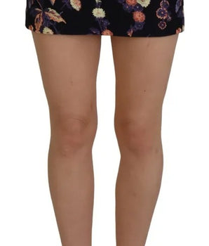 Dsquared² Black Floral Embroidery Mid-Waist A-line Mini Skirt