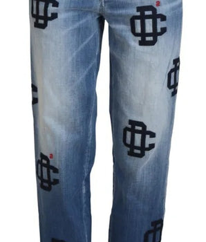 Dsquared² Blue Washed High Waist Straight Denim Boston Jeans