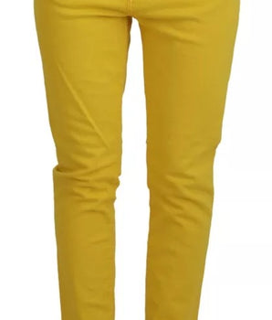 Dsquared² Yellow Cotton Low Waist Crop Denim Cool Girl Jeans