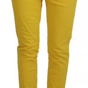 Dsquared² Yellow Cotton Low Waist Crop Denim Cool Girl Jeans