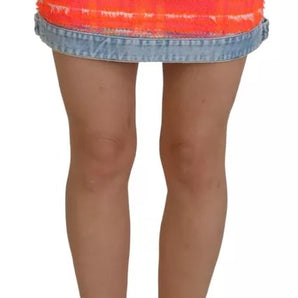 Dsquared² Multicolor Polyester Low Waist A-line Denim Skirt