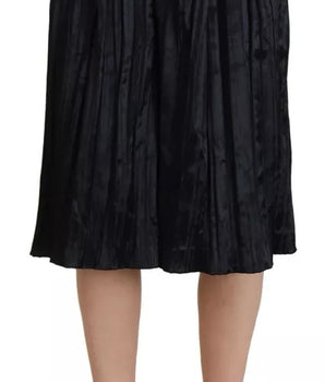 Dsquared² Black Pleated High Waist Wide Leg Cropped Pants