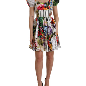 Dolce & Gabbana Multicolor Patchwork Cotton Aline Mini Dress