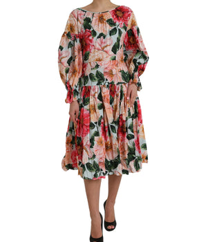 Dolce &amp; Gabbana Multicolor Floral CottonAline Pleated Dress