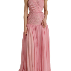 Dolce & Gabbana Pink Silk Strapless Maxi A-line Gown Dress