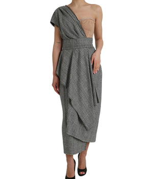 Dolce &amp; Gabbana Vestido largo de un hombro en capas gris beige