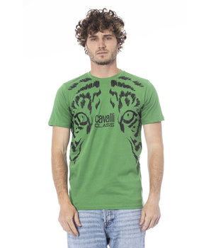 Cavalli Class Green Cotton Men T-Shirt