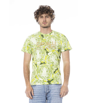 Cavalli Class Green Cotton Men T-Shirt