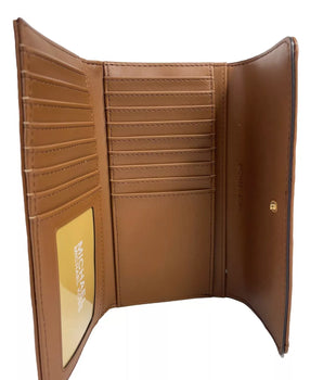 Michael Kors Jet Set Travel Large Quilted Leather Trifold Wallet Brown