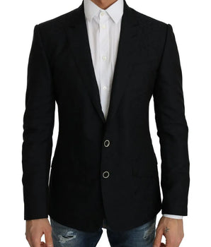 Dolce &amp; Gabbana Chaqueta tipo blazer con estampado floral y jacquard azul