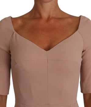 Dolce &amp; Gabbana Dusty Pink Midi Sheath Crystal Buttons Dress