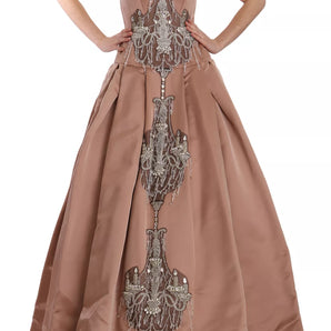 Dolce & Gabbana Crystal Pink Silk Chandelier Ball Gown Dress