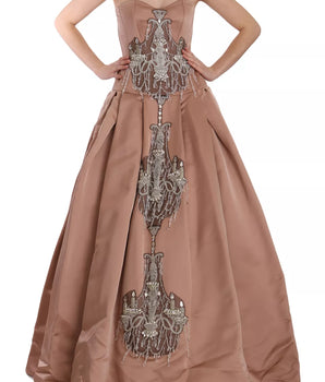 Dolce &amp; Gabbana Crystal Pink Silk Chandelier Ball Gown Dress