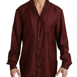 Dolce & Gabbana Black Red Zigzag Pattern Casual Shirt