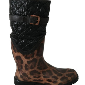 Dolce & Gabbana Black Brown Leopard Booties Boots Shoes