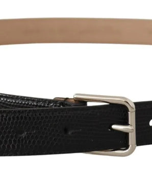 Dolce & Gabbana Black Classic Leather Silver Metal Buckle Belt