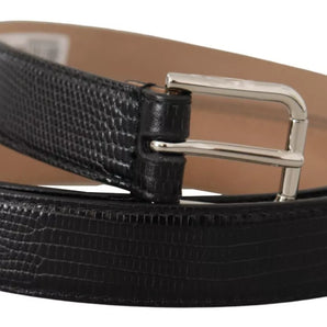 Dolce & Gabbana Black Classic Leather Silver Metal Buckle Belt