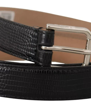 Dolce & Gabbana Black Classic Leather Silver Metal Buckle Belt