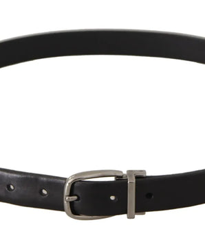 Dolce & Gabbana Black Classic Leather Silver Tone Metal Buckle Belt