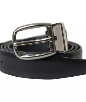 Dolce &amp; Gabbana Cinturón De Hombre Con Hebilla De Metal Plateado De Cuero Negro