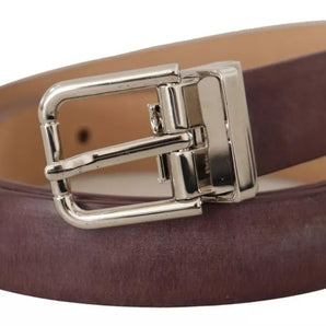 Dolce & Gabbana Brown Classic Leather Silver Logo Metal Buckle Belt