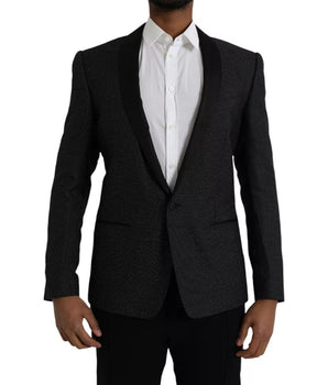Dolce &amp; Gabbana Blazer tipo abrigo de un solo pecho MARTINI de jacquard negro