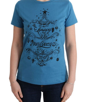 Dolce & Gabbana Chic Blue Cotton Tee with 2017 Print Dolce & Gabbana 