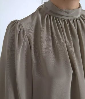 Dolce &amp; Gabbana Gray Mock Neck Long Sleeves Top Blouse