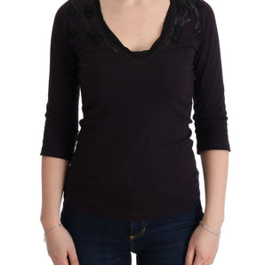 Custom National Elegant Purple V-Neck Blouse Tee