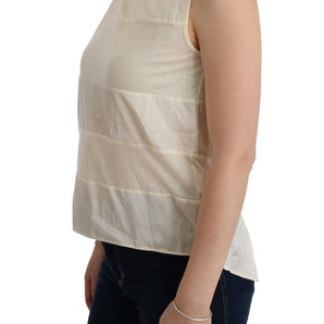 Costume National Beige Sleeveless Modal Top - Elevated Basics