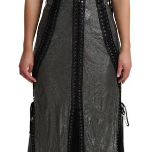 Dolce &amp; Gabbana Black Crystals Lace Up Runway Dress