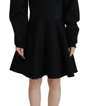 Dolce &amp; Gabbana Cotton Black Long Sleeves A-line Mini Dress