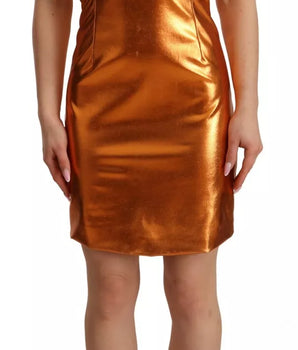 Dolce &amp; Gabbana Vestido tubo sin mangas en naranja metalizado