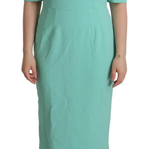 Dolce & Gabbana Mint Green Sheath Square Neckline Midi Dress