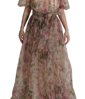 Dolce &amp; Gabbana Multicolor Floral Print Long Maxi Gown Dress