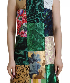 Dolce &amp; Gabbana Minivestido recto con patchwork de jacquard multicolor