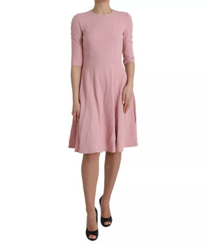Dolce &amp; Gabbana Vestido rosa evasé de viscosa de manga corta